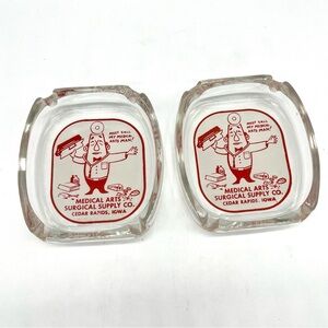 Vintage Medical Arts Surgery Supply Co Advertising Ashtrays Grand Rapids Iowa